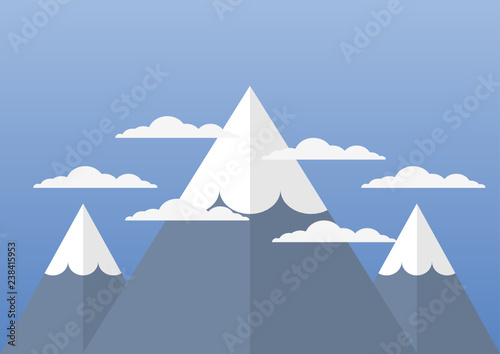 vector illustration of mountains and cloud on blue sky background. Nature background Concept.