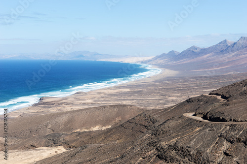 View of the beach of Cofete. Fuerteventura, Canary Islands, Spain. Travel destination