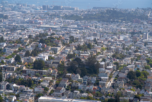 San Francisco private houses, view from Twin Peaks