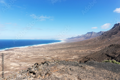 View of the beach of Cofete. Fuerteventura, Canary Islands, Spain. Travel destination