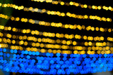blue and gold yellow Bokeh beautiful line of lights shine background , Christmas new year and holidays.