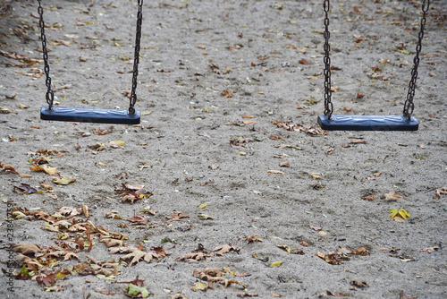 Children swings in the park.Playground at Automn.