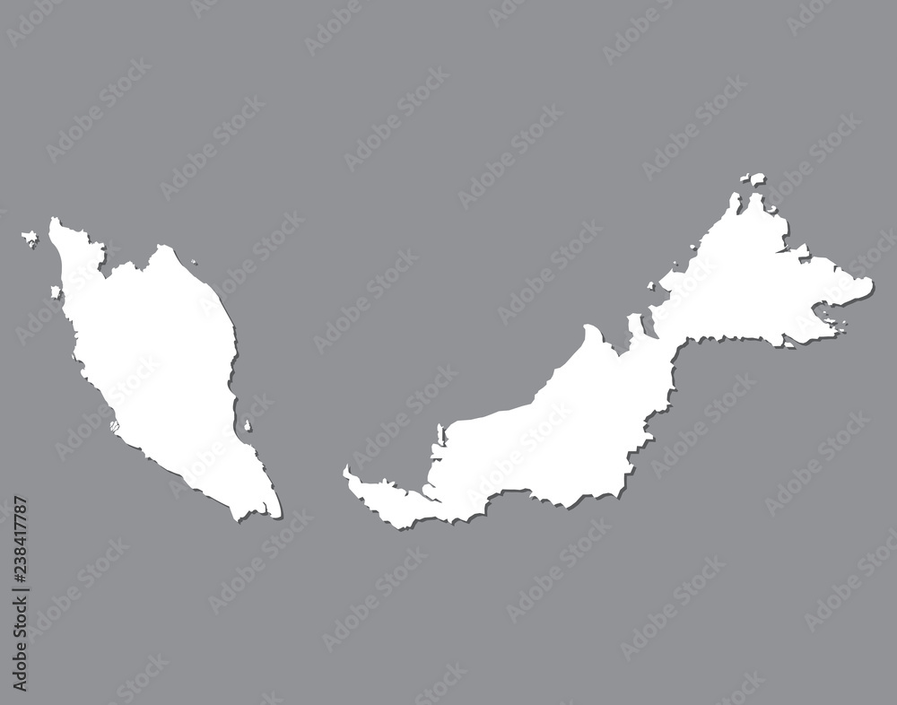Obraz premium Blank map Malaysia. High quality map of Malaysia on gray background for your web site design, logo, app, UI. Stock vector. Vector illustration EPS10.