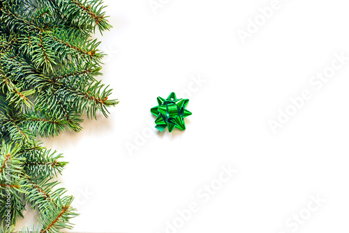 Christmas decoration bow on white background. Festive decoration. Isolated.