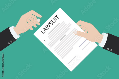 lawsuit paper hands pen gavel
