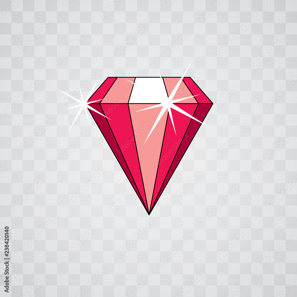 Vector glossy red ruby symbol. Luxury diamond icon, illustration. Vector glossy red ruby symbol. Luxury diamond icon, illustration.