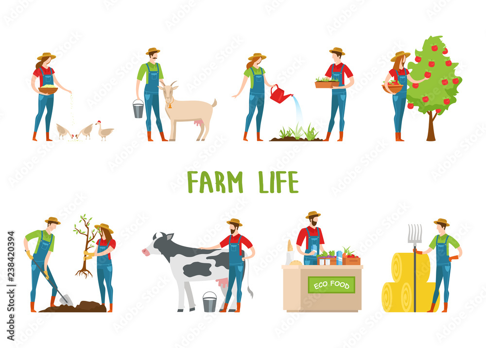 Man and woman doing farm work, gardening. Man and woman doing farm work, gardening.