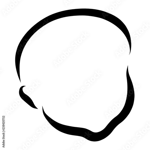 Head of a small child  black contour