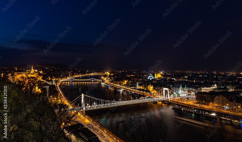 Budapest night city from hill