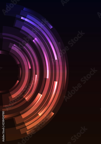 purple orange abstract circle background, digital overlap layer line, simple technology design template, vector illustration