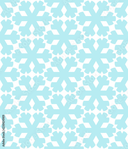 Geometrical snowflakes seamless pattern. Winter Christmas decorative background. Snow fall flakes illustration