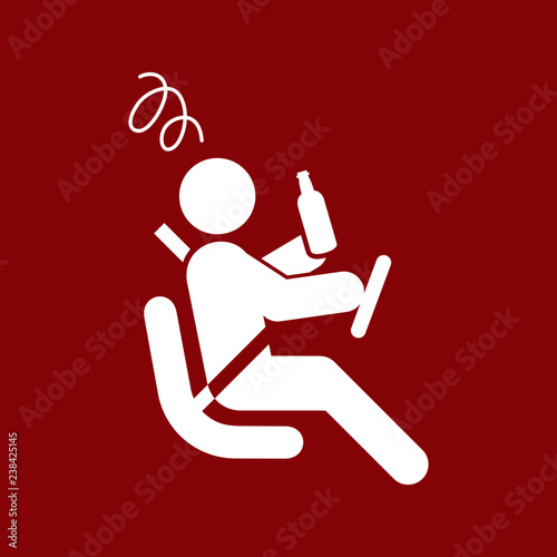 Illustration and icon of Inebriated drinking alcoholic beverage Driving car