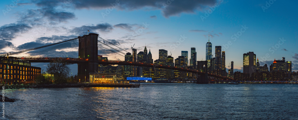 A view of New York City / Manhattan from Dumbo park at evening, USA
