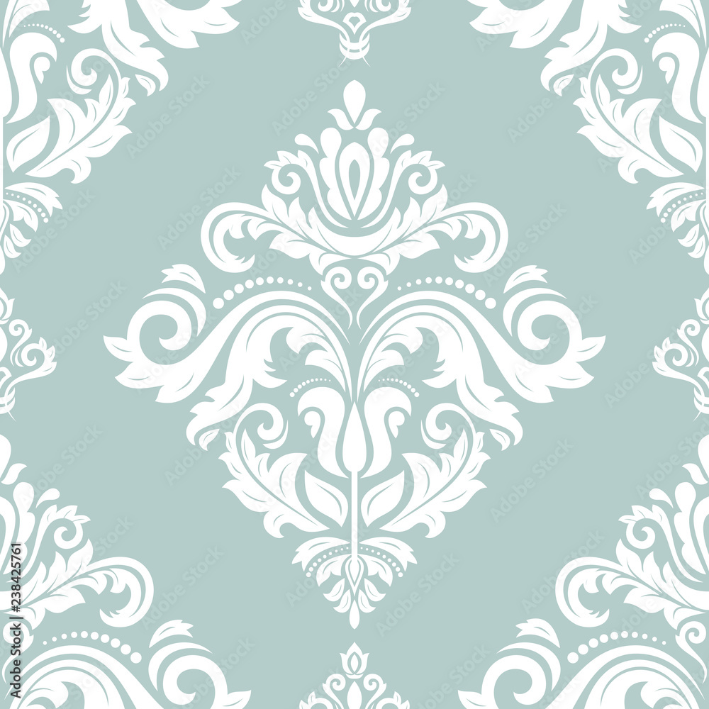 Orient vector classic pattern. Seamless abstract background with vintage elements. Orient light blue and white background. Ornament for wallpaper and packaging