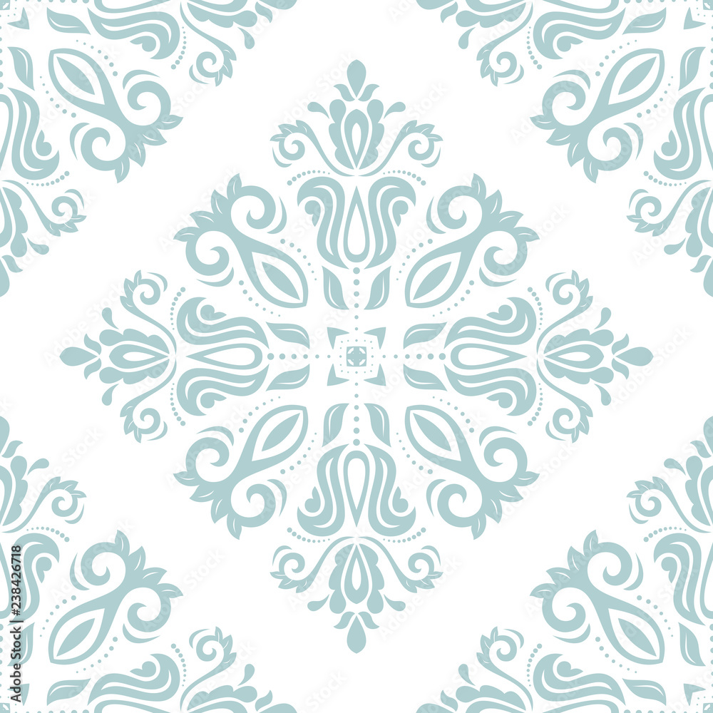 Orient vector classic pattern. Seamless abstract background with vintage light blue elements. Orient background. Ornament for wallpaper and packaging