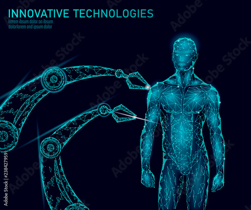 Abstract human body anatomy. DNA engineering science innovation technology. Genome health research gene therapy medicine low poly 3D render polygonal geometric virtual reality vector illustration