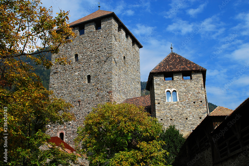 The keep (tower) of Tyrol Castle in Tirolo, South Tyrol, Italy The keep (tower) of Tyrol Castle in Tirolo, South Tyrol, Italy