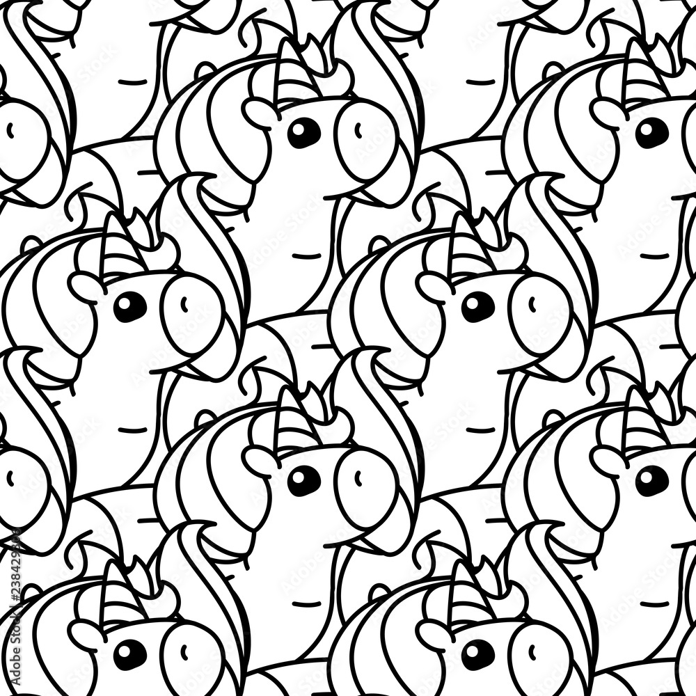 Fototapeta premium vector unicorn pattern coloring page