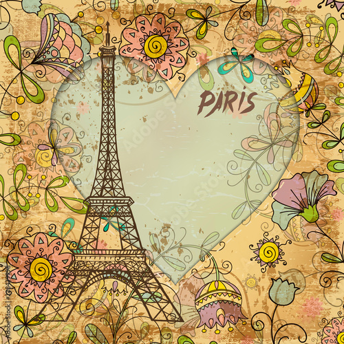 Photography Eiffel Tower, Paris postcard