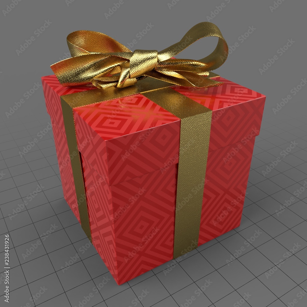 Classic Christmas present with bow Stock 3D asset Adobe Stock