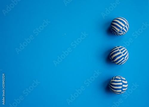 Blue background balls with stripes 