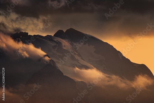 Sunset on Marmolada Dolomites Italy