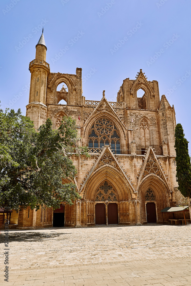 Lala Mustafa Pasha Mosque and Famagusta old town. Famagusta, North Cyprus. Cami