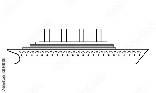 Old cruise liner icon on white.