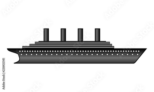 Old cruise liner icon on white.