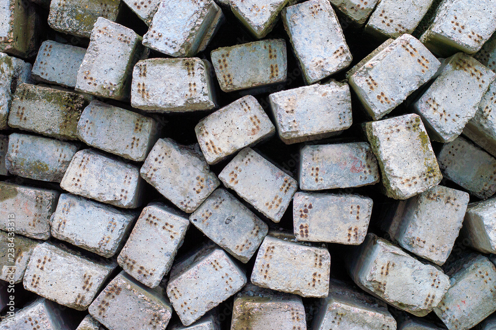 texture reinforced concrete sleepers, mountain of old sleepers Stock