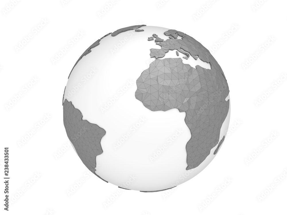 Fototapeta premium Gray polygonal planet. 3d render earth globe illustration
