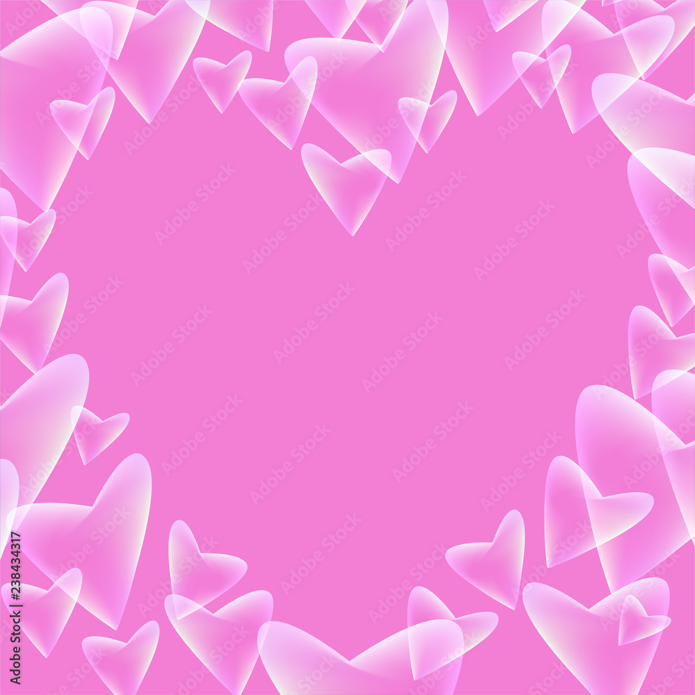 Background with flying hearts.Transparent elements on pink