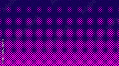Halftone pattern. Horizontal vector illustration. Pink dots, blue halftone texture. Color halftone gradient. Pop Art blue pink comics Background. Bright neon Dots Background.