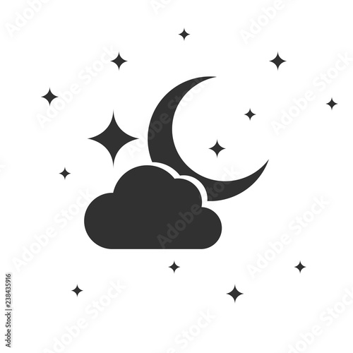 night icon, moon cloud and stars, vector illustration isolated on white background