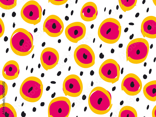 Cute hand drawn polka dot seamless pattern.