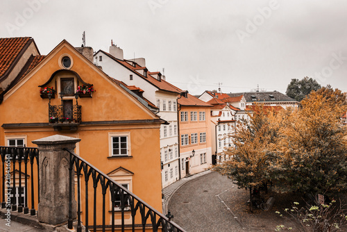 View of houses along the Devil's Channel from Charles Bridge, Prague, Czech Republic, Europe © sherlesi 