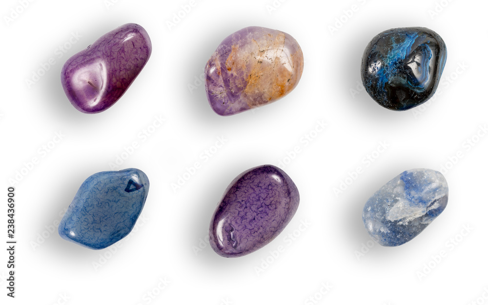 Colorful boho style gems isolated on white background Colorful boho style gems isolated on white background