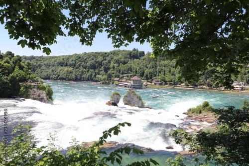 view of Rhine Falls: the largest waterfall in Europe