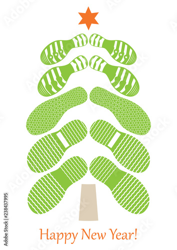 Stylish improvisation of a Christmas fir tree from footprints-02