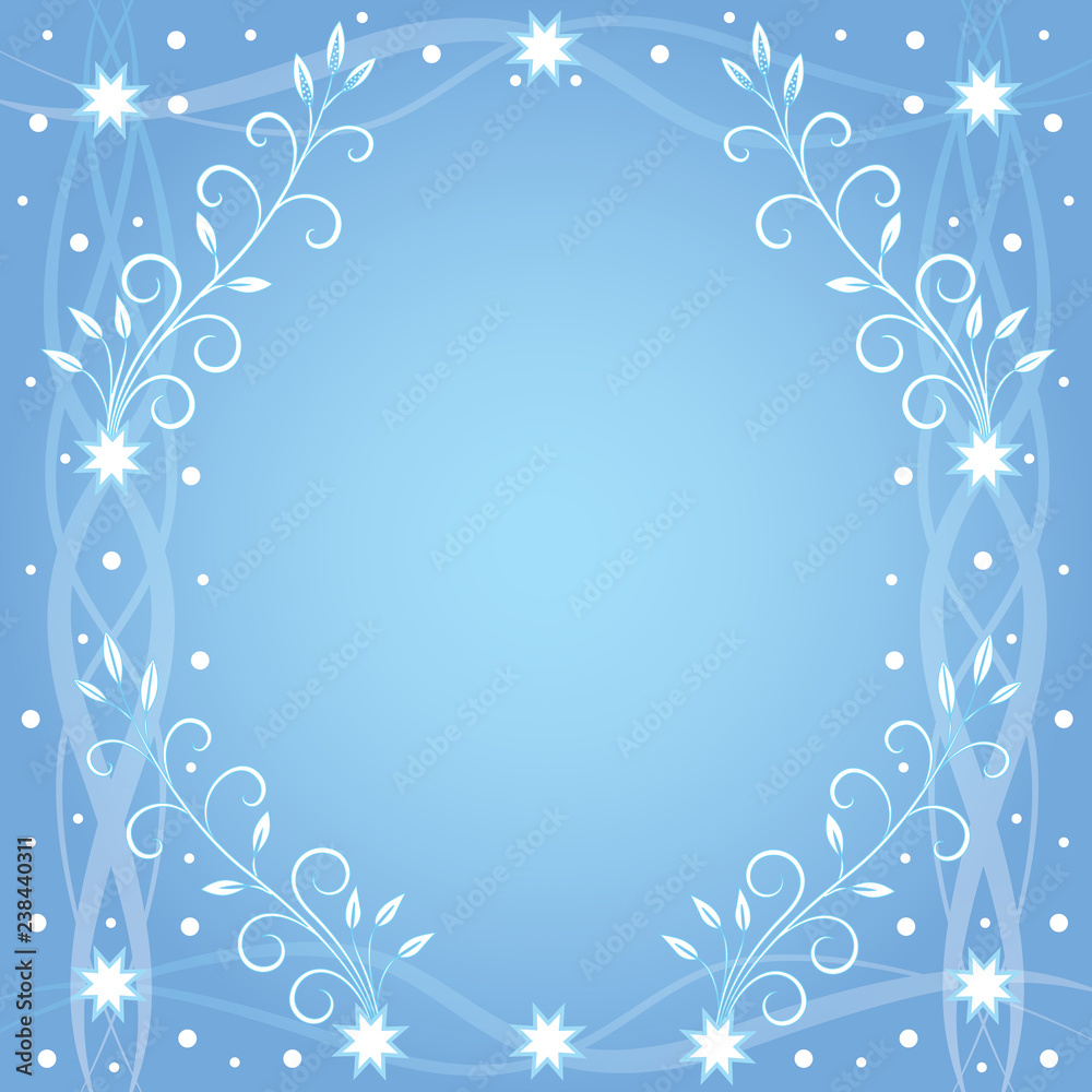 Winter vector pattern with lines, stars and plants on a blue background Winter vector pattern with lines, stars and plants on a blue background