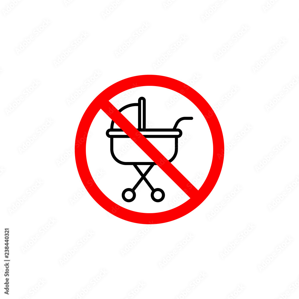 Forbidden baby carriage icon can be used for web, logo, mobile app, UI, UX Forbidden baby carriage icon can be used for web, logo, mobile app, UI, UX