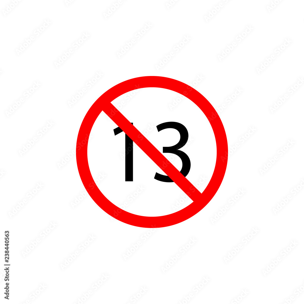 Forbidden 13 age icon can be used for web, logo, mobile app, UI, UX Forbidden 13 age icon can be used for web, logo, mobile app, UI, UX