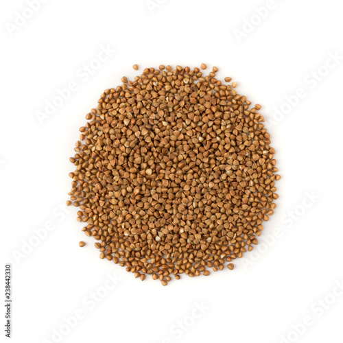 Dry Raw Buckwheat Grains Isolated on White Background