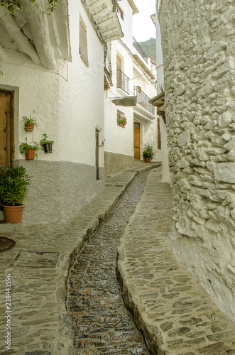 Spain. Streets of Pampaneira, town of the Alpujarras of Granada in Andalusia.