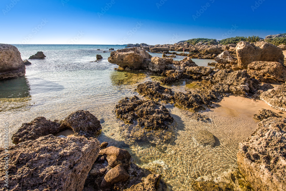 Falassarna beach on Crete island with azure clear water, Greece, Europe