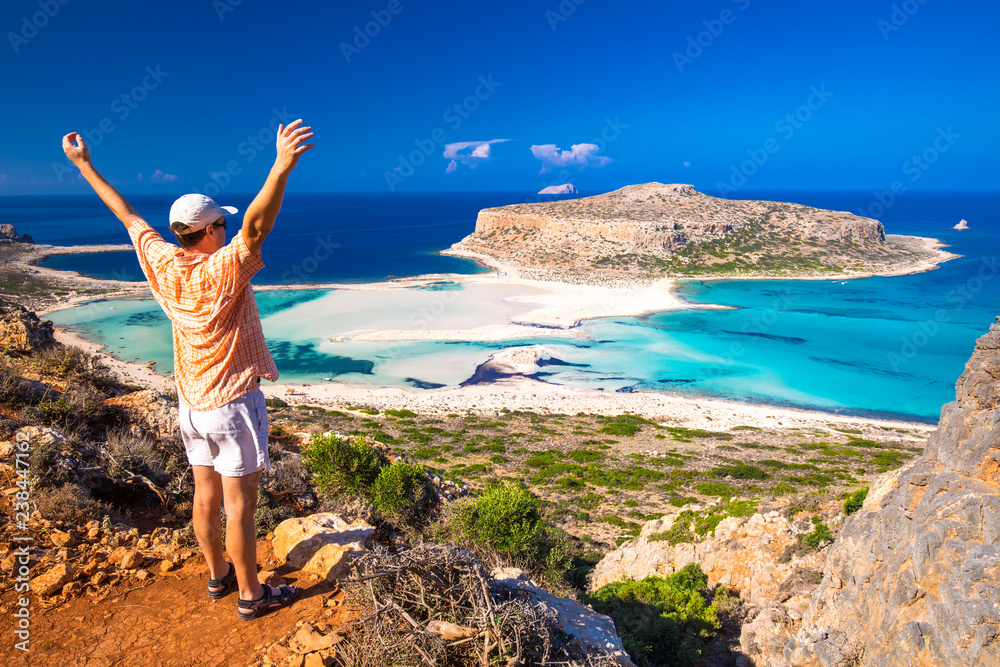 Balos lagoon on Crete island with azure clear water, Greece, Europe Balos lagoon on Crete island with azure clear water, Greece, Europe