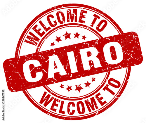 welcome to Cairo red round vintage stamp