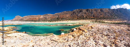 Balos lagoon on Crete island with azure clear water  Greece  Europe