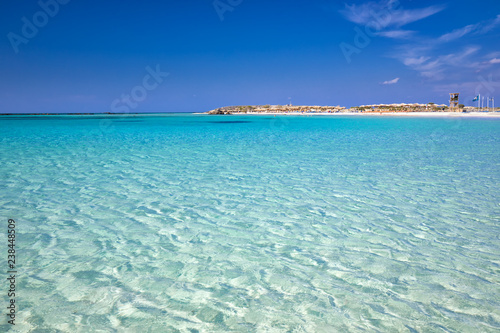 Fototapeta Naklejka Na Ścianę i Meble -  Elafonissi beach with pink sand on Crete island with azure clear water, Greece, Europe