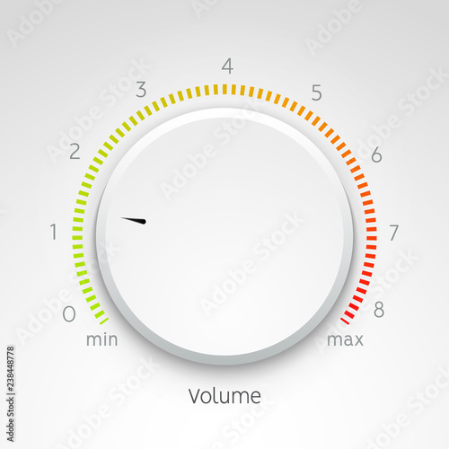 Volume music control knob icon panel. Audio knob element interface